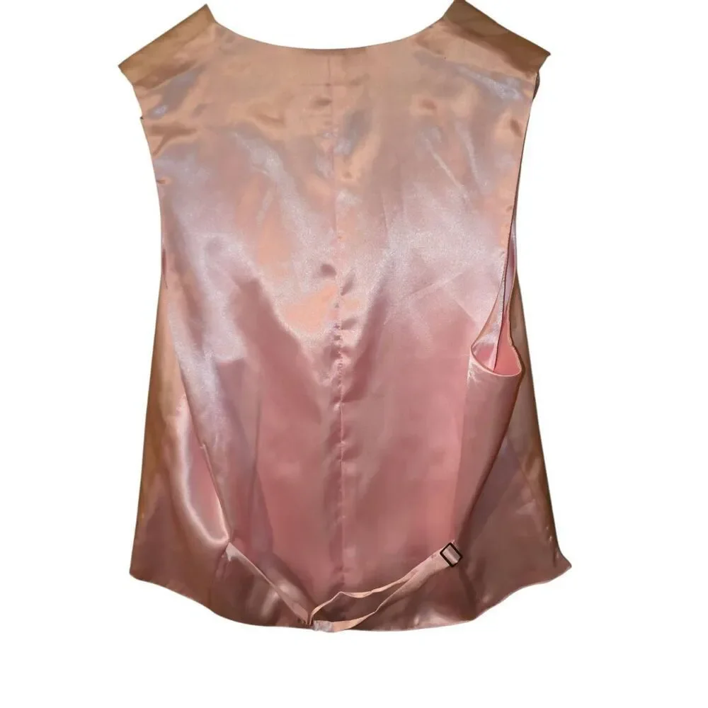 Biagio Men's 100 % SILK Dress Vest Light pink Size medium wedding prom event cos
